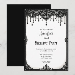 Elegant Black Lace Birthday Invitation