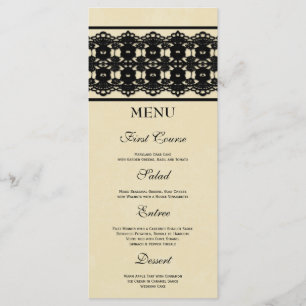 Elegant black lace custom wedding food menu