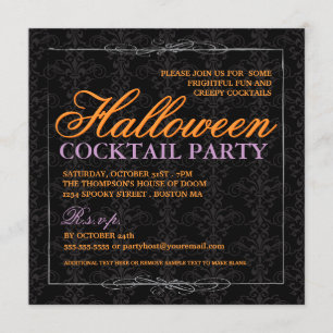Elegant Black Lace Halloween Cocktail Party Invitation