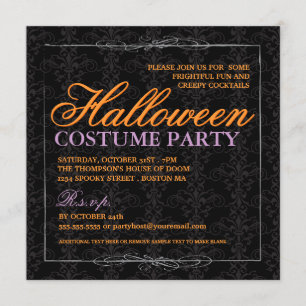 Elegant Black Lace Halloween Costume Party Invitation