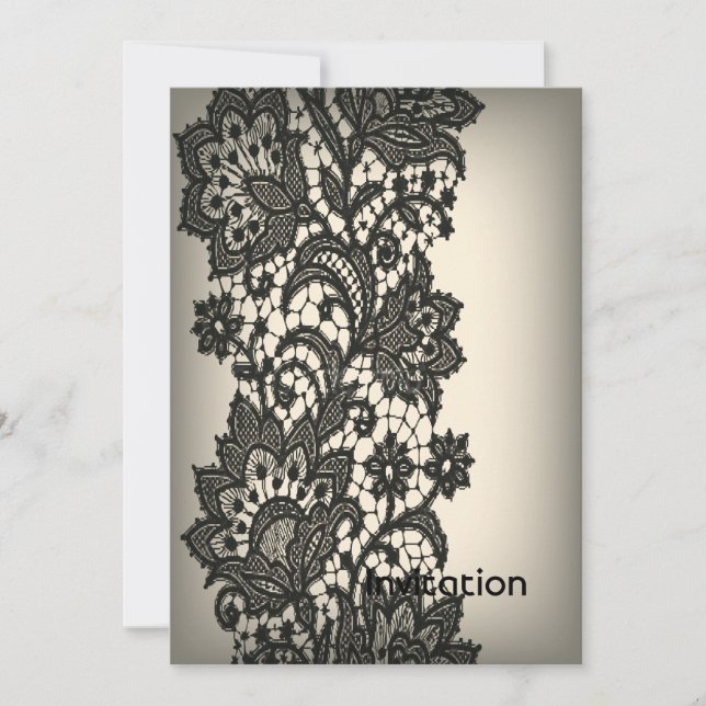 elegant black lace invitation (Front)