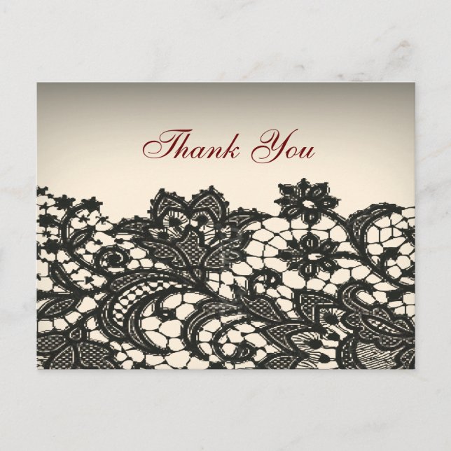 elegant black Lace vintage wedding thank you Postcard (Front)