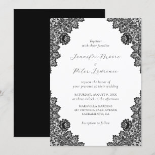 Elegant Black Lace Wedding Invitation