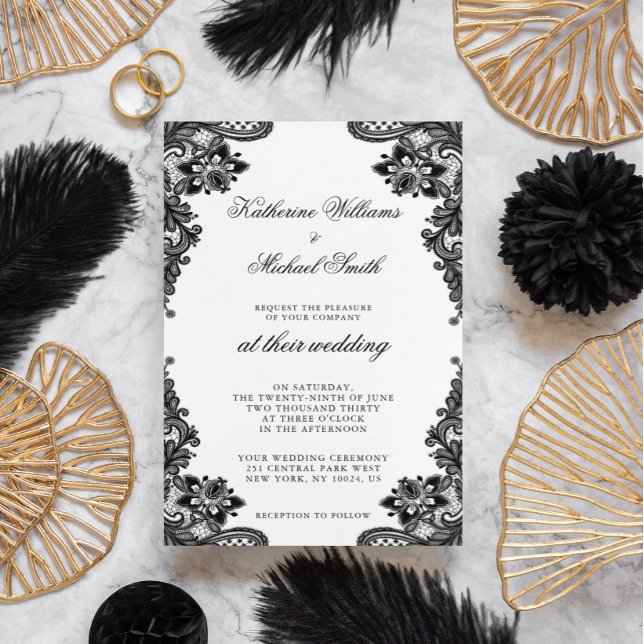 Elegant Black Lace Wedding Invitations (Creator Uploaded)