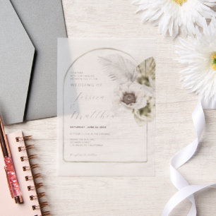 Elegant Black Lace & White Damasks Wedding Vellum Invitations