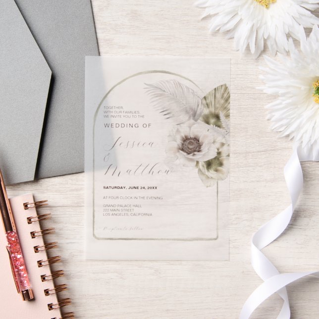 Elegant Black Lace & White Damasks Wedding Vellum Invitations (Wedding)