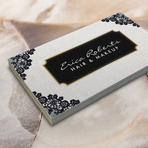 Elegant Black Laced Vintage Beauty Salon Business Card