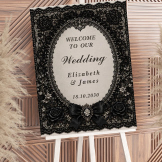 Elegant Black LaceGothic Victorian Wedding Sign