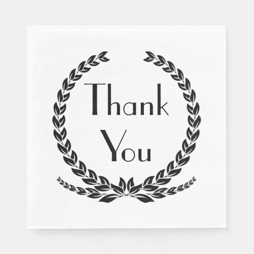 Image of Elegant Black Laurel Leaf Wreath Wedding Party Disposable Napkin