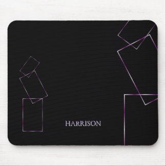 Elegant Black Lavender Geometric Frame Custom Mouse Mat