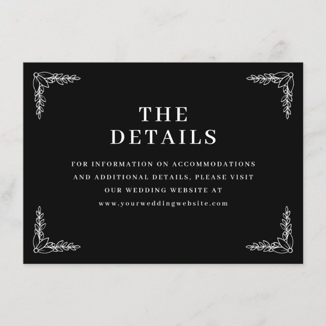 Elegant Black Leaf Motions Enclosure Card (Front)