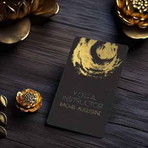 Elegant Black Leather Faux Gold Foil YOGA ZEN Sign Business Card