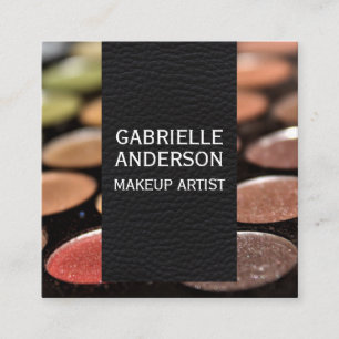 Elegant Black Leather   Makeup Palette Square Business Card