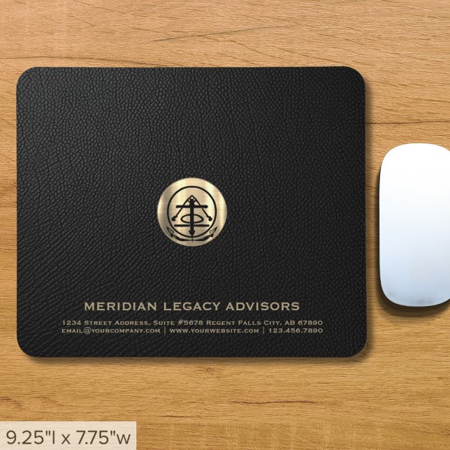 Elegant Black Leather Print Luxury Gold Logo Mouse Mat (Creator Uploaded)