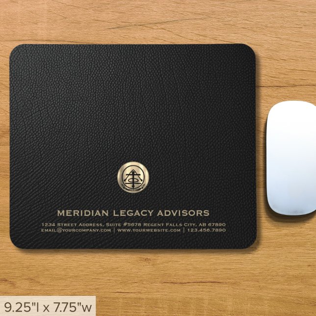 Elegant Black Leather Print Luxury Gold Logo Mouse Mat (Creator Uploaded)