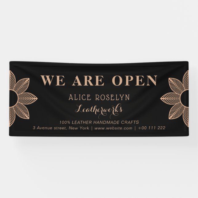 elegant black leatherworks business shop banner (Horizontal)