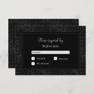 Elegant Black Leopard Print Wedding RSVP Card