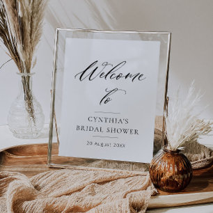 elegant black lettering bridal shower welcome sign