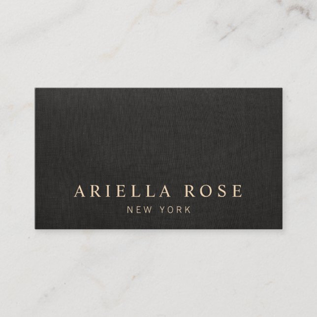 Elegant Black Linen Lux Professional Business Card (Front)