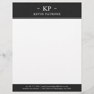 Elegant Black Linen White Minimalistic Text Custom Letterhead