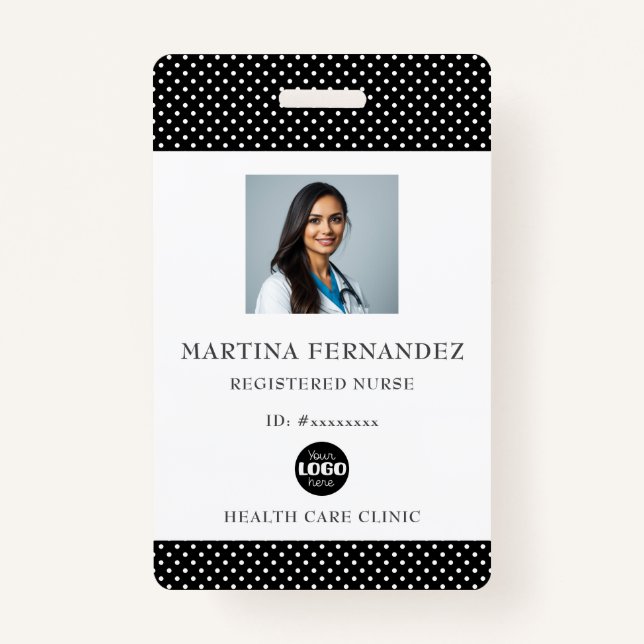Elegant Black Logo Registered Nurse ID Badge (Front)