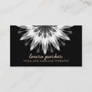 Elegant Black Lotus Flower Yoga Healing Health Business Card