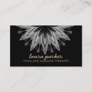 Elegant Black Lotus Flower Yoga Healing Health Do Business Card