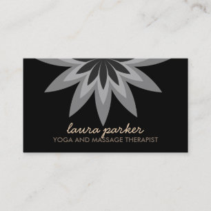 Elegant Black Lotus Flower  Yoga Healing Health Do Business Card