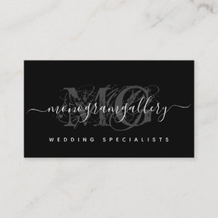 Elegant Black Luxe Glam Script Monogram Business Card
