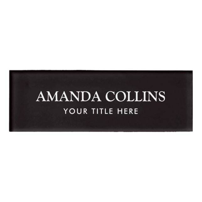 Elegant black magnetic name tags (Front)