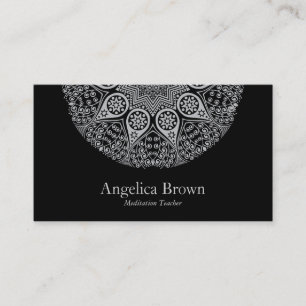 Elegant Black Mandala Business Card   Mindfulness 