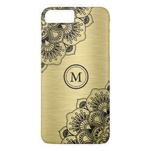 Elegant black mandala on metallic gold background iPhone 8 plus/7 plus case
