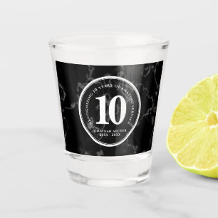 Elegant Black Marble 10 Years Work Anniversary Shot Glass