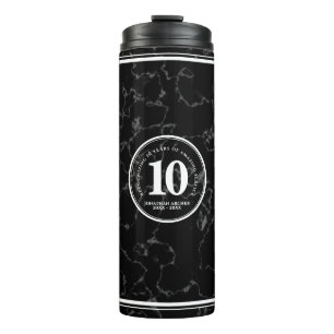 Elegant Black Marble 10 Years Work Anniversary  Thermal Tumbler