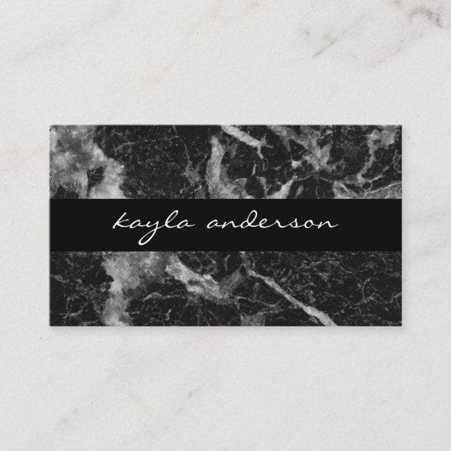 Elegant Black Marble Abstract Professional Business Card (Front)