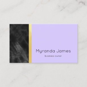 Elegant Black Marble and Gold Simple Light Purple Business Card