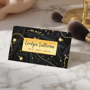 Elegant Black Marble Beauty Salon Business Card