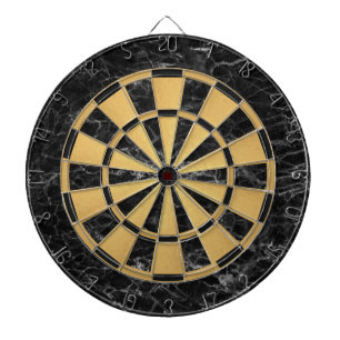 Elegant Black Marble Faux Gold Foil Classic Dartboard