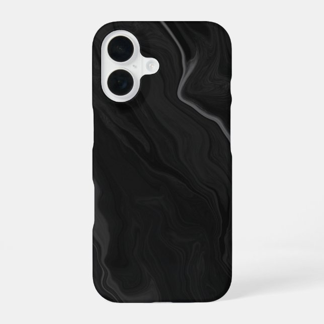 Elegant Black Marble iPhone 16 Case (Back)