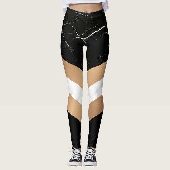 Elegant Black  Marble Leggings (Front)