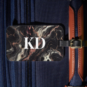 Elegant Black Marble Modern & Stylish Travel Luggage Tag
