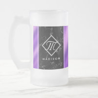 Elegant Black Marble & Purple Foil Monogram