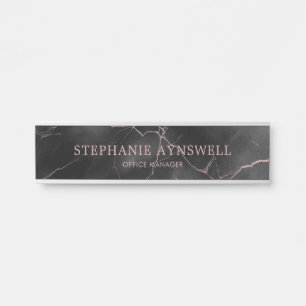 Elegant Black Marble Rose Gold Modern Door Sign
