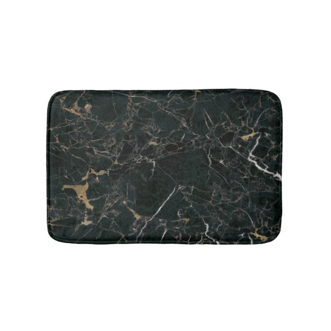 Elegant Black Marble: Textured Background Bath Mat (Front)