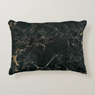 Elegant Black Marble: Textured Background Decorative Cushion