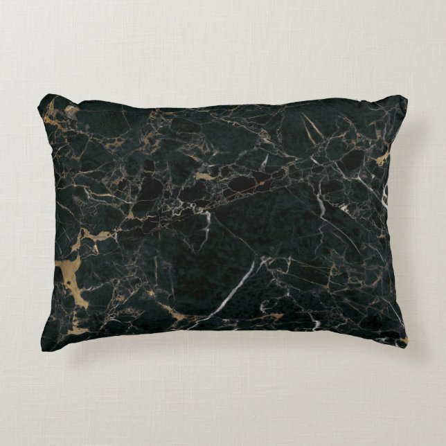 Elegant Black Marble: Textured Background Decorative Cushion (Front)