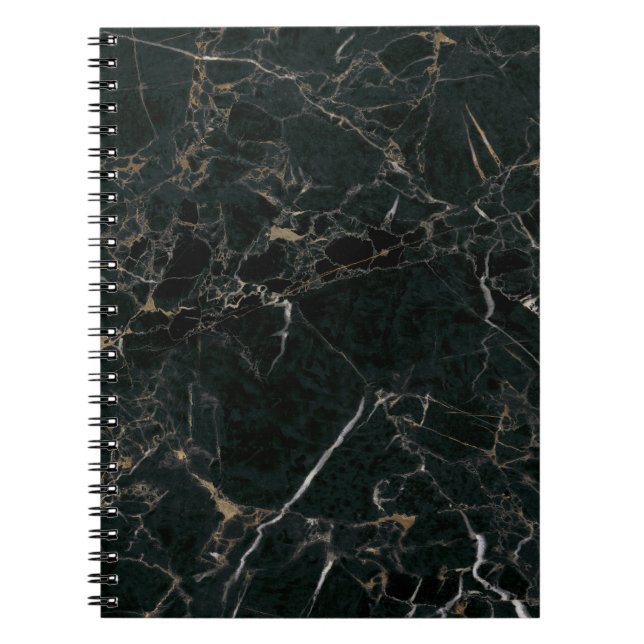 Elegant Black Marble: Textured Background Notebook (Front)
