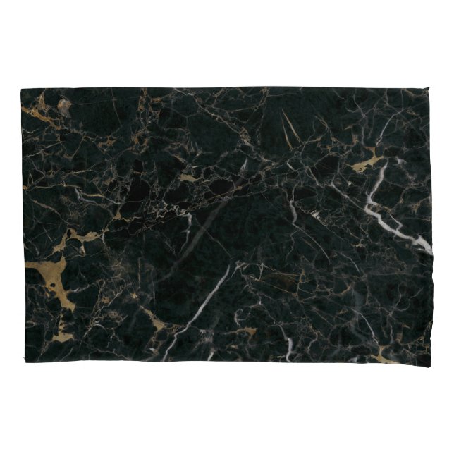 Elegant Black Marble: Textured Background Pillowcase (Front)