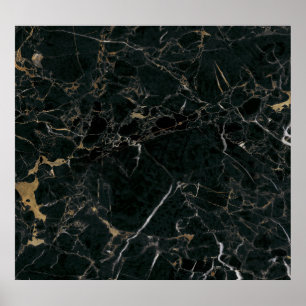 Elegant Black Marble: Textured Background Poster