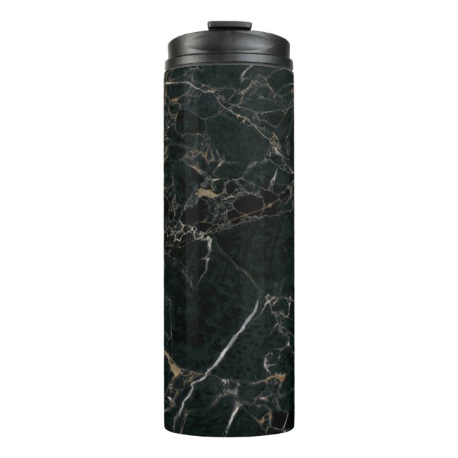 Elegant Black Marble: Textured Background Thermal Tumbler (Front)